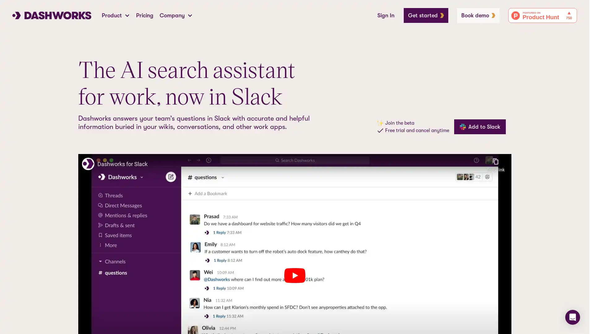 Dashworks for Slack