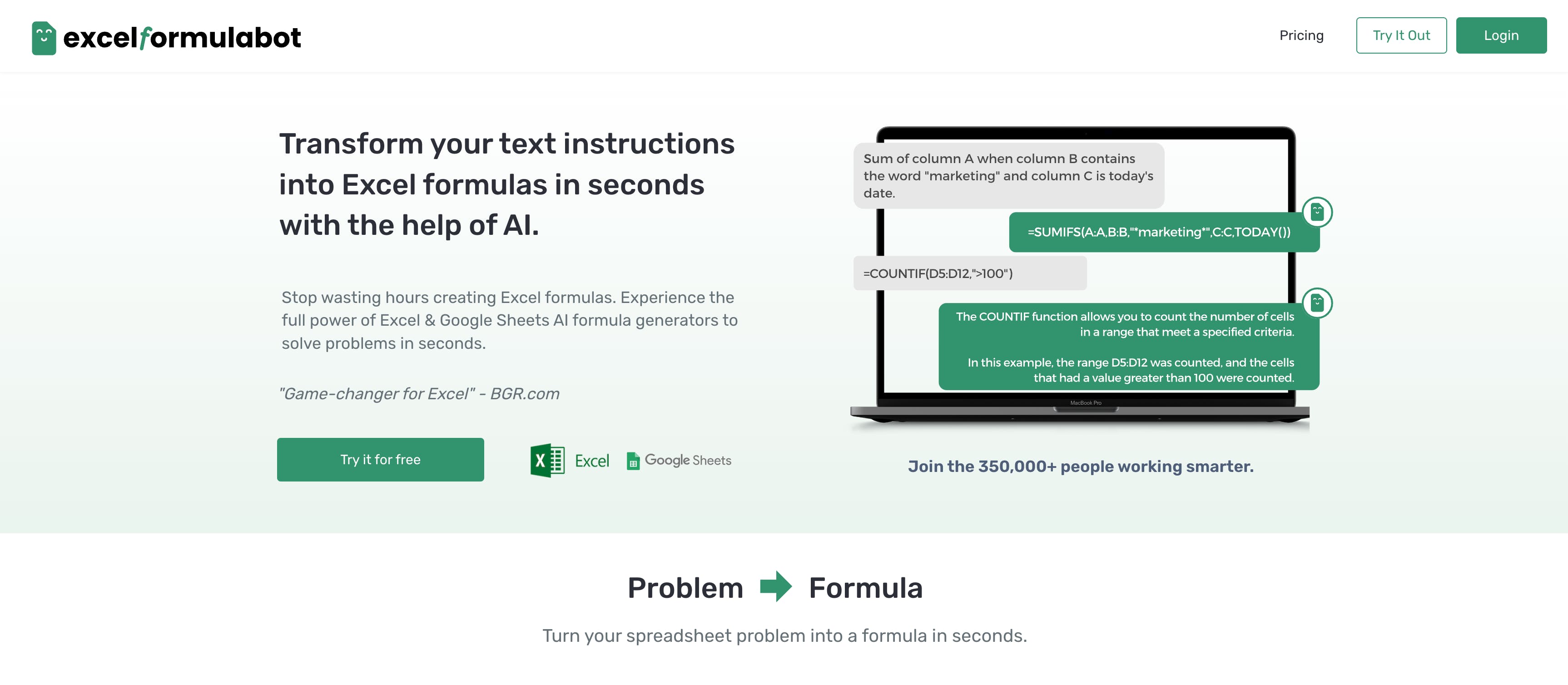 Excel Formula Bot