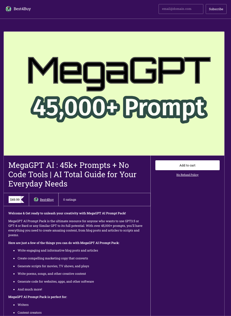 MegaGPT: 45k+ Prompts + No Code Tools | AI Total Guide for Your Everyday Needs